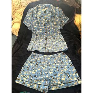 BEDHEAD DOG PRINT ORGANIC COTTON PAJAMAS SHORTS & TOP L